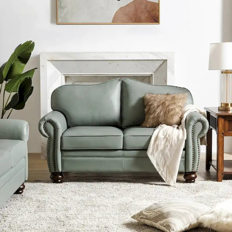 Leather Sofa With Tufted Back