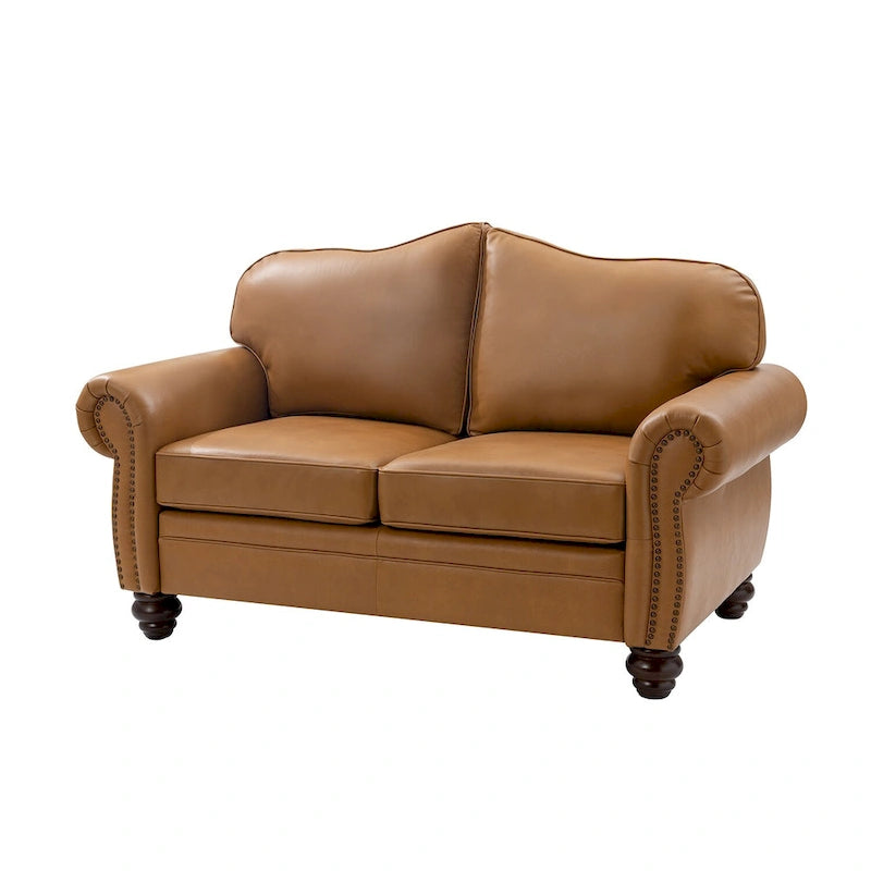 Leather Sofa With Tufted Back