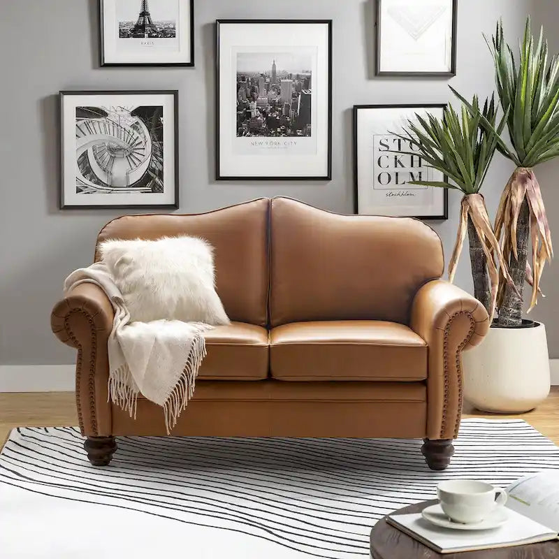 Leather Sofa With Tufted Back