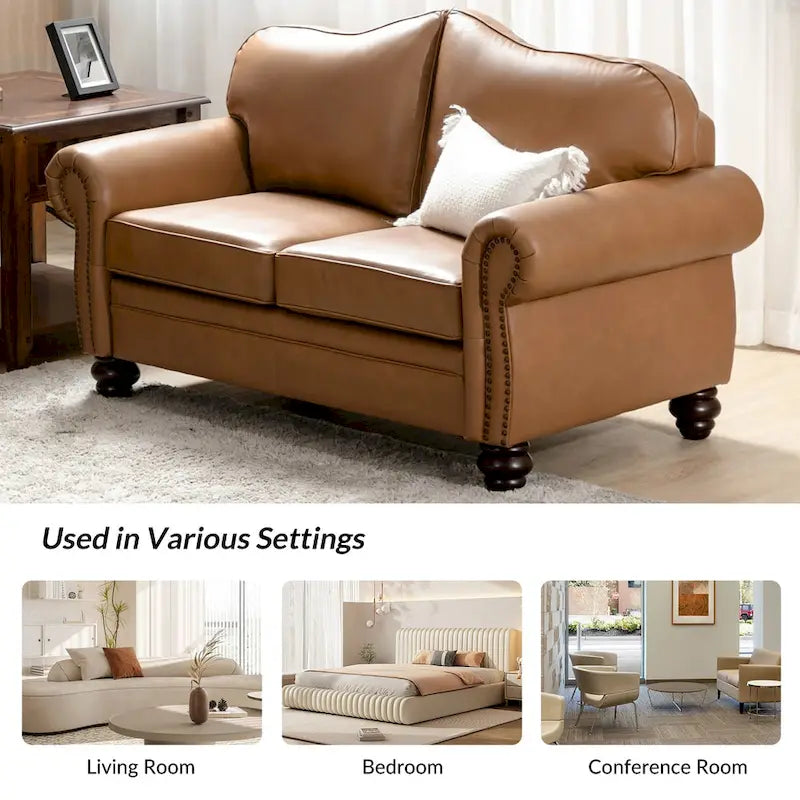 Leather Sofa With Tufted Back