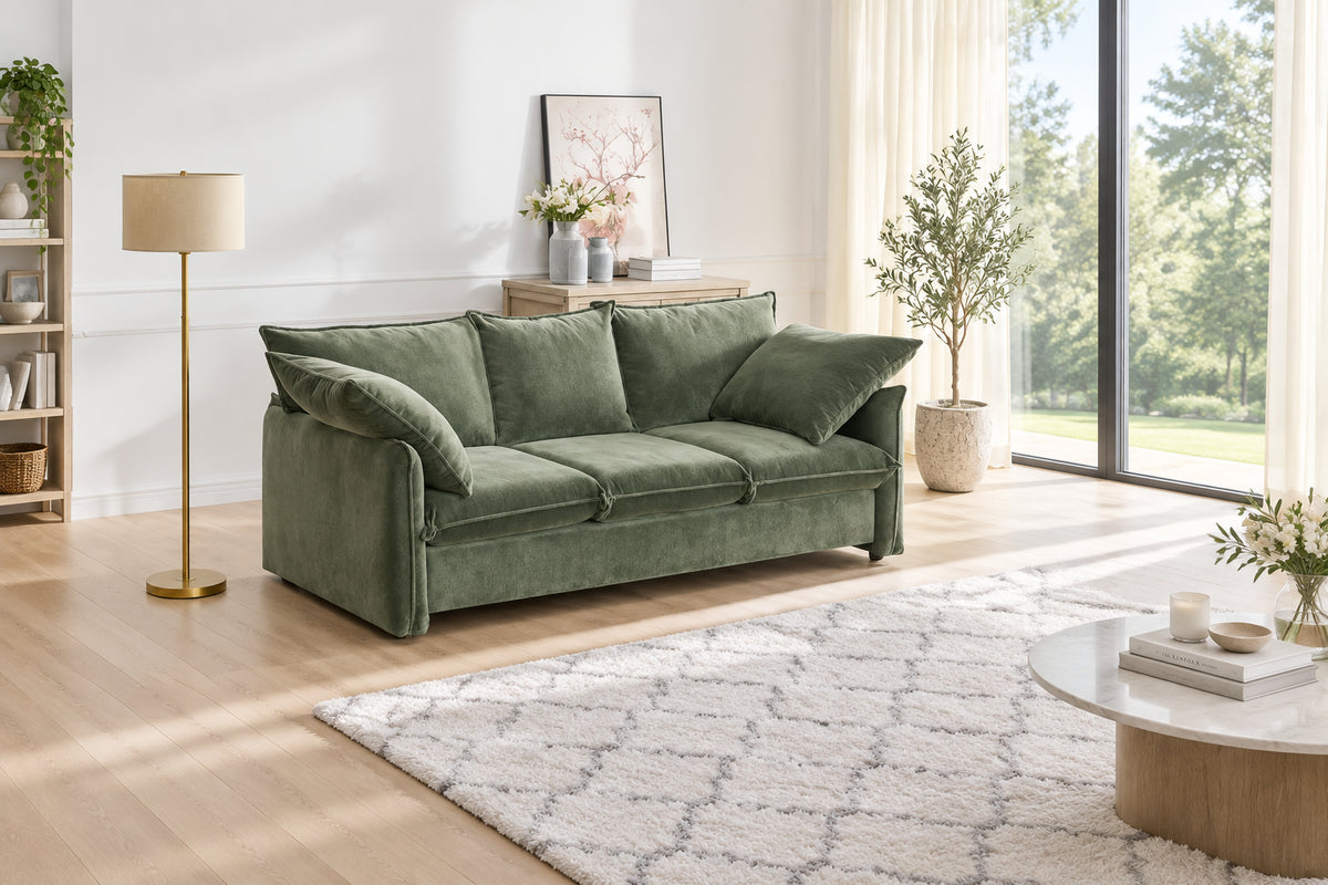 Mid-Century Modern 3-Seater Soft Sofa for Living Room, Apartment, Lounge, Bedroom