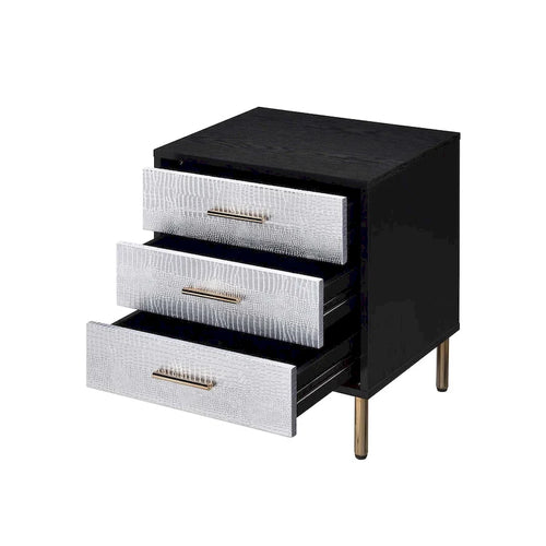 3 Drawers Nightstand with Metal Legs